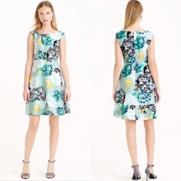 J. Crew Aquatic Floral Silk Dress Size 0 - Picture 1 of 6